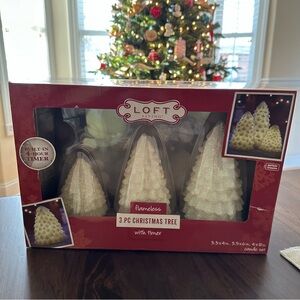 🎄 3-Piece Glitter Christmas Tree Set - LED Lights with Timer